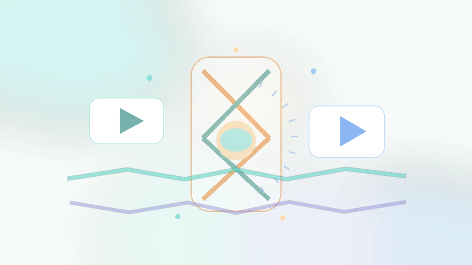 時間の器と動画フレームでAI動画の制作量を表した抽象イラスト